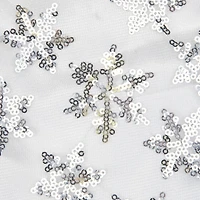 20" White & Silver Sequin Snowflake Mini Tree Skirt