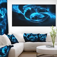 Designart Fractal 3D Circled Blue Waves Abstract Canvas Art Print