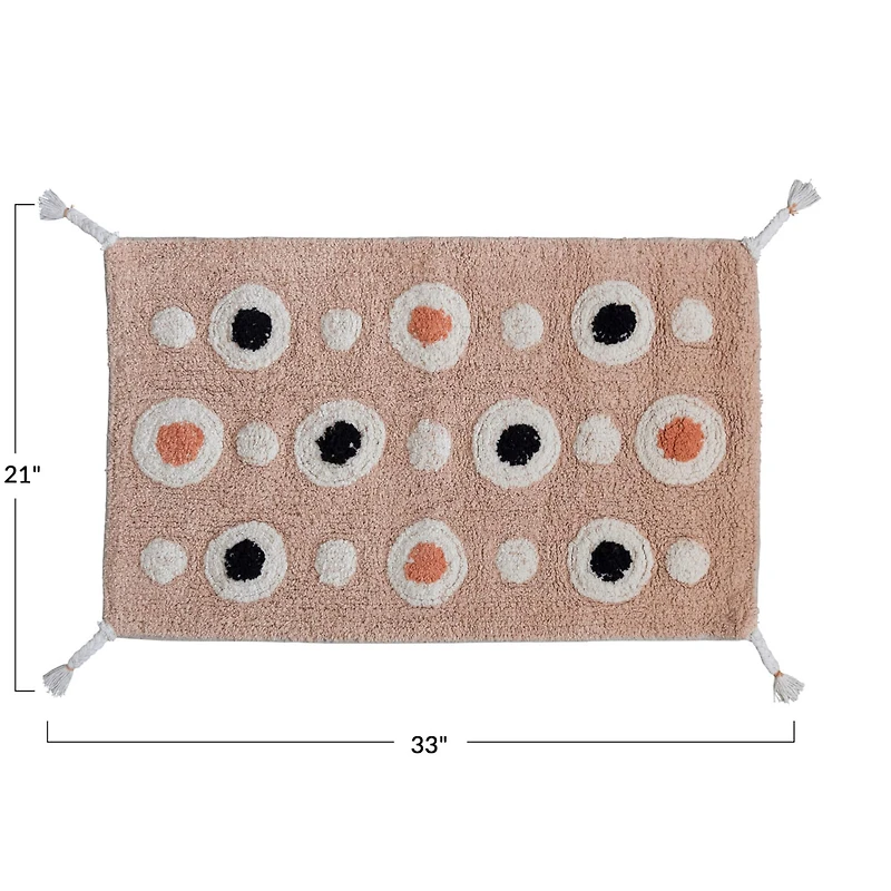 Hello Honey® Boho Cotton Tufted Circle Pattern Bath Mat with Tassels, 3ft. x 2ft.