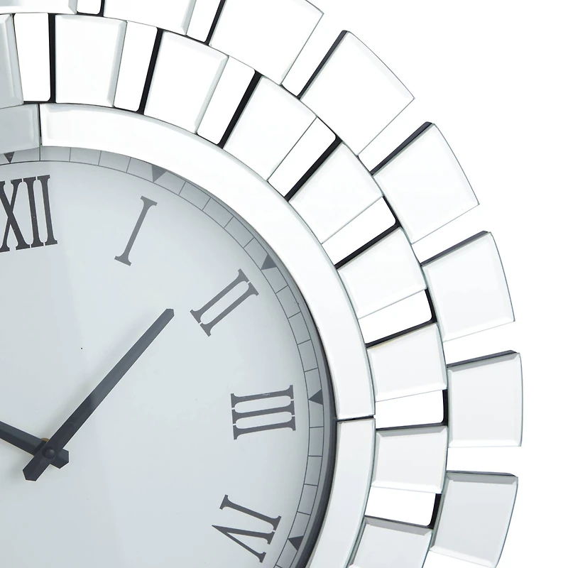 Silver MDF Glam Wall Clock, 24" x 2" x 24"