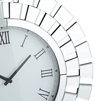 Silver MDF Glam Wall Clock, 24" x 2" x 24"