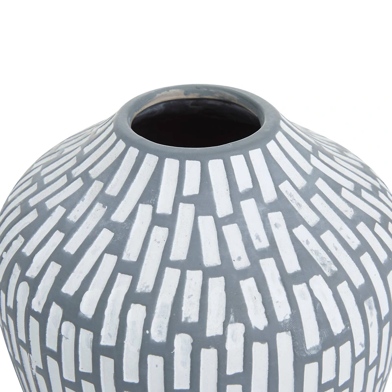 Set of 2 Grey Ceramic Modern Vases, 7" x 13" x 6"