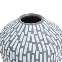 Set of 2 Grey Ceramic Modern Vases, 7" x 13" x 6"