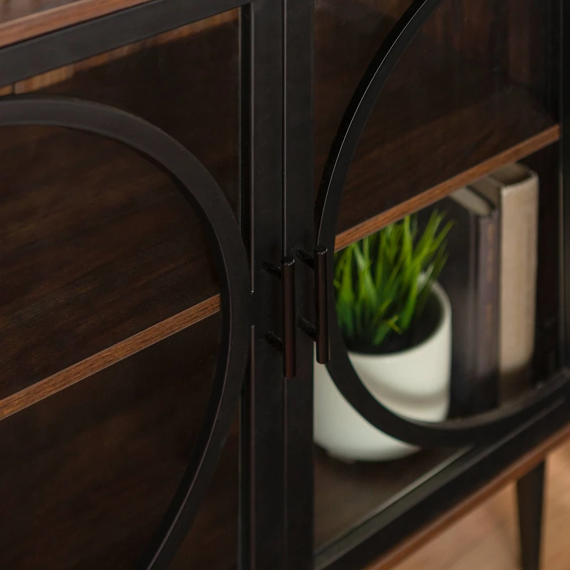 Walker Edison Dark Walnut Industrial Storage Cabinet