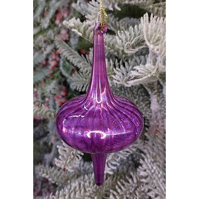 Wizardi 5.9" Purple Spire Christmas Glass Ornament