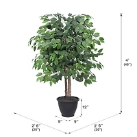 4ft. Artificial Ficus Bush with Round Gray Plastic Container