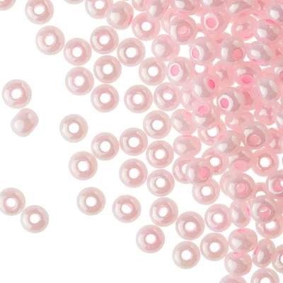12 Pack: John Bead Pink Pearl Opaque Czech Glass Seed Beads, 6/0