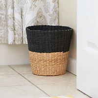 Household Essentials 9" Black Woven Hyacinth Waste Basket