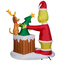 6.5ft. Animated Airblown® Inflatable Christmas Grinch Pulling Tree from Chimney