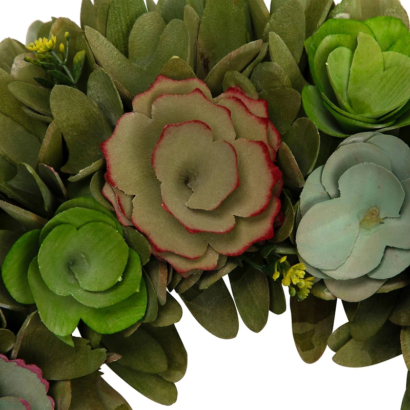 14" Wooden Spring Mini Flowers Artificial Wreath