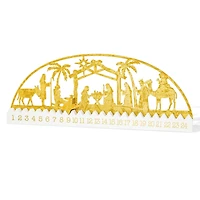 Glitzhome® 23.5" Wooden & Metal Gold Foil Nativity Countdown Calendar Décor