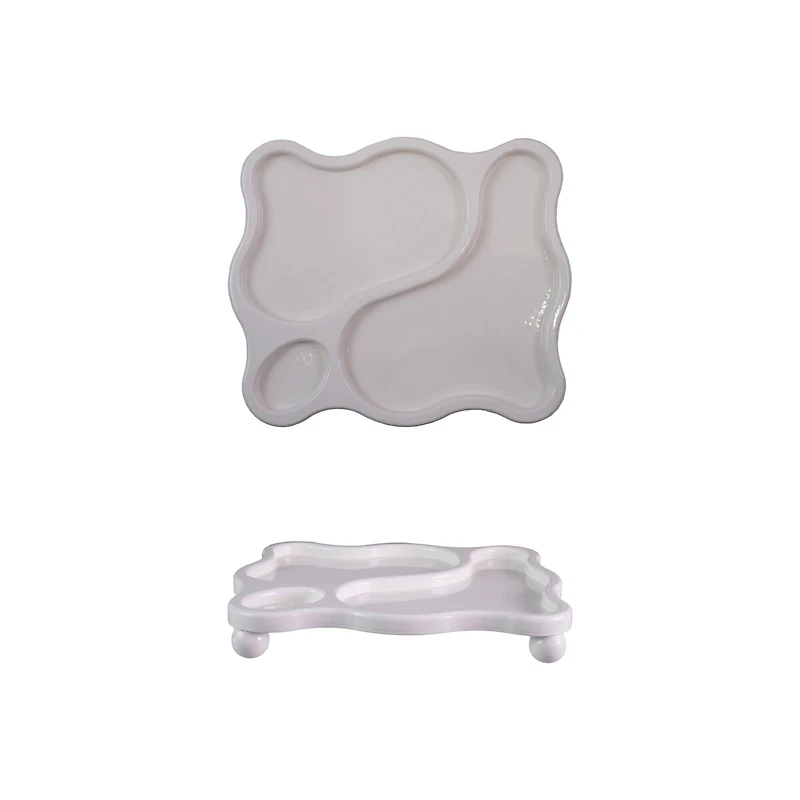 Hello Honey® White Decorative Footed Wood Tray with 3 Sections