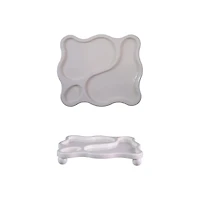 Hello Honey® White Decorative Footed Wood Tray with 3 Sections