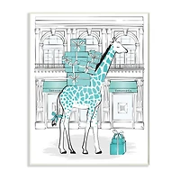 Stupell Industries Giraffe with Stacked Gift Boxes Designer Brand Wall Plaque