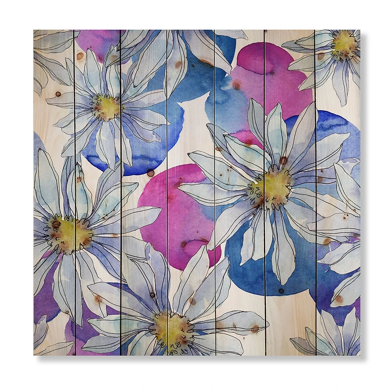 Designart - Daisies With Green Leaves I