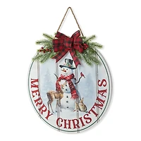 Glitzhome® 15" Merry Christmas Round Door Hanger