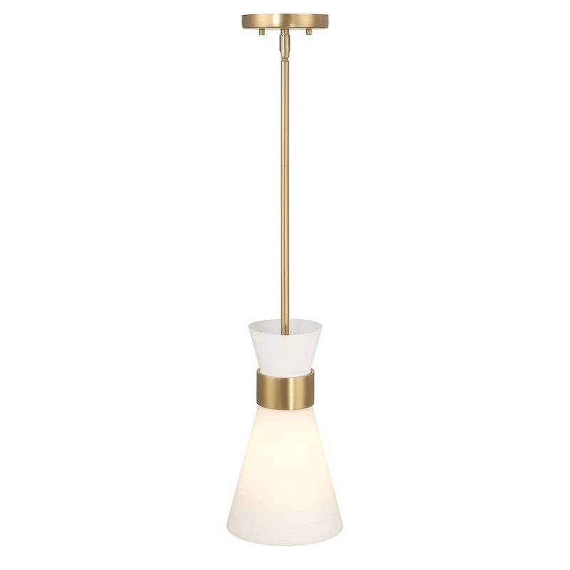 Hello Honey® Kit White & Gold Modern Minimalist Tapered Opal Glass & Metal Ceiling Light