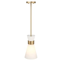 Hello Honey® Kit White & Gold Modern Minimalist Tapered Opal Glass & Metal Ceiling Light