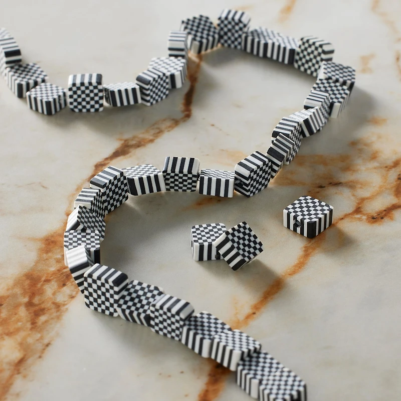 Black & White Checker Clay Square Beads by Bead Landing™
