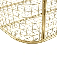 20" Gold Metal Storage Basket with Curved Sides & Ring Handles