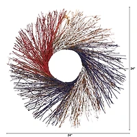24" Red, White & Blue Americana Twig Wreath