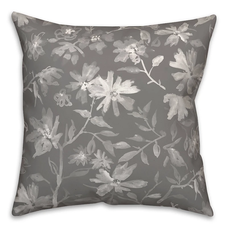 Delicate Floral Print Throw Pillow