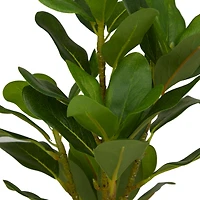 15" Glam Style Evergreen Artificial Foliage in Gold Porcelain Pot