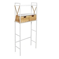 Honey Can Do 3-Tier White Decorative Over-the-Toilet Space Saver with Woven Baskets