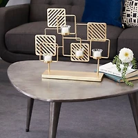 Gold Metal Contemporary Candelabra, 16" x 18" x 5"