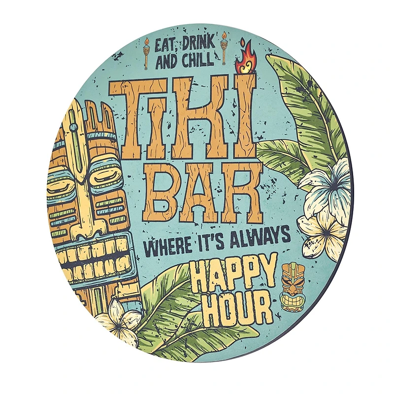 American Art Decor Tiki Bar Round MDF Wall Plaque - 20" x 20" x 0.35"