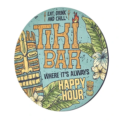 American Art Decor Tiki Bar Round MDF Wall Plaque - 20" x 20" x 0.35"