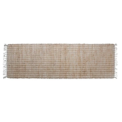 Hello Honey® Natural Boho Woven Jute & Cotton Floor Runner Rug with Fringe, 96" x 30"
