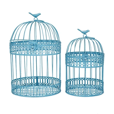Metal Country Cottage Birdcage Set