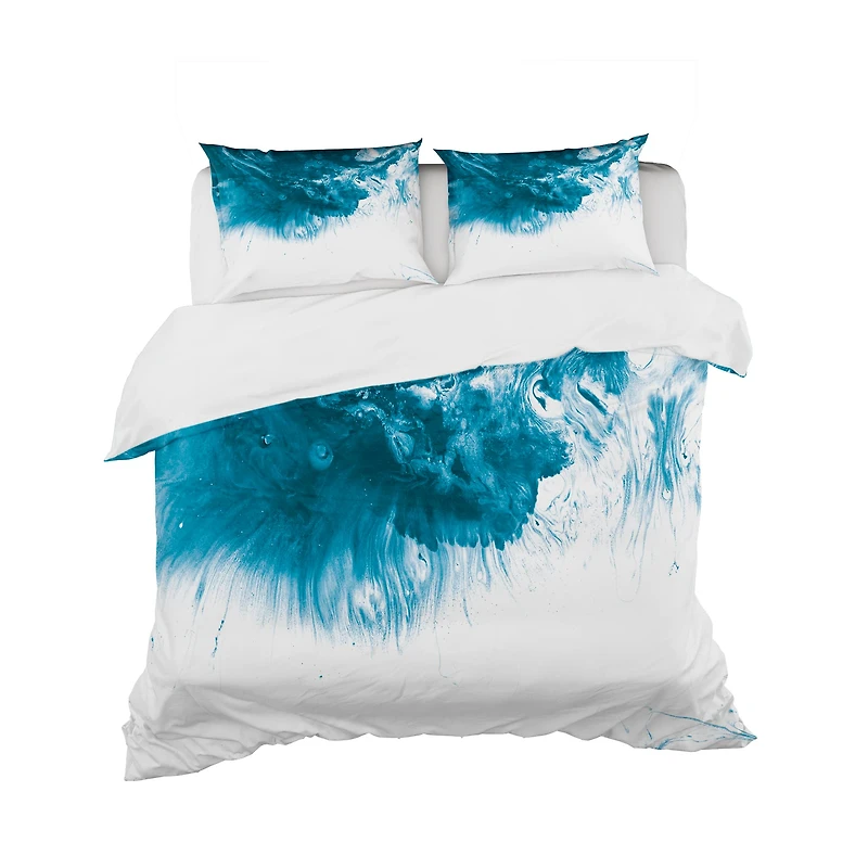 Designart 'Blue and White Marble Acrylic' Mid-Century Modern Bedding Set