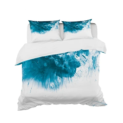 Designart 'Blue and White Marble Acrylic' Mid-Century Modern Bedding Set