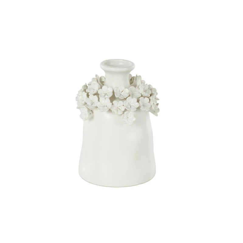 9" White Flower Decorative Ceramic Vase