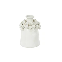 9" White Flower Decorative Ceramic Vase
