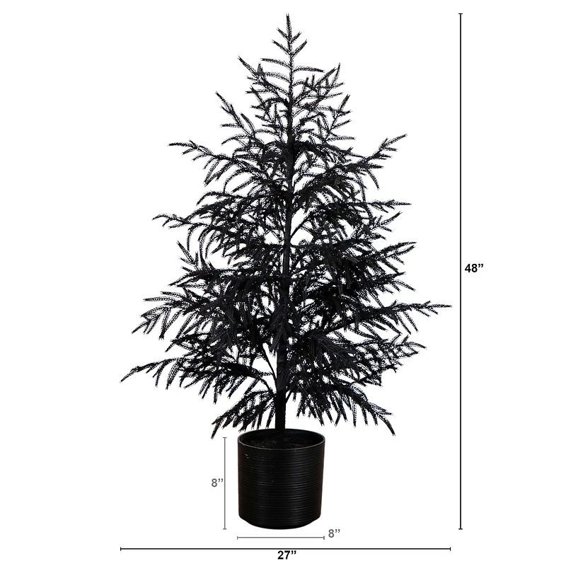 4ft. Artificial Halloween Real Touch Black Norfolk Pine Christmas Tree with Natural Look