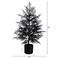 4ft. Artificial Halloween Real Touch Black Norfolk Pine Christmas Tree with Natural Look