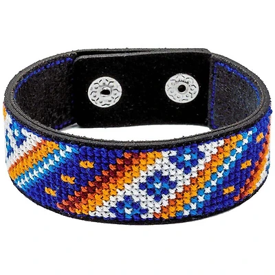 Wonderland Crafts Diagonal Blue Artificial Leather Cross Stitch Bracelet Kit