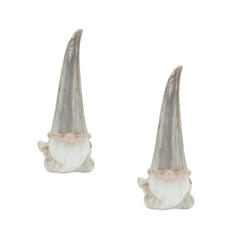 14.5" Modern Marble Finish Terra Cotta Gnome Figurines, 2ct.