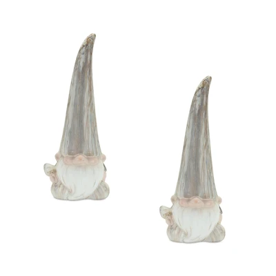 14.5" Modern Marble Finish Terra Cotta Gnome Figurines, 2ct.