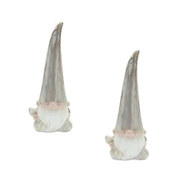 14.5" Modern Marble Finish Terra Cotta Gnome Figurines, 2ct.