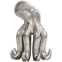 8" Silver Ceramic Octopus Sculpture