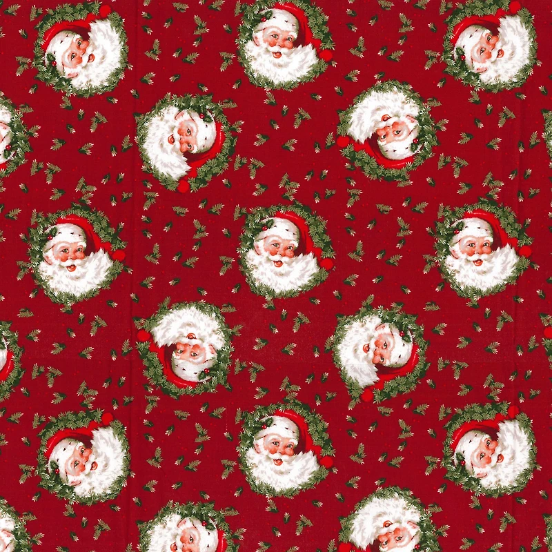 Fabric Traditions Christmas Santa Red Cotton Fabric