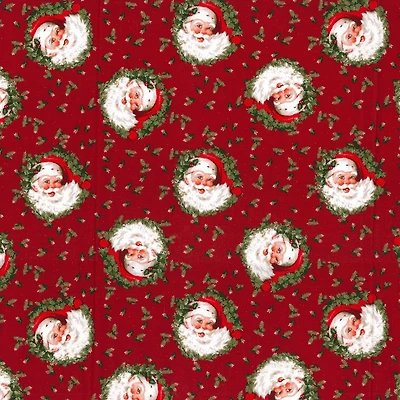 Fabric Traditions Christmas Santa Red Cotton Fabric