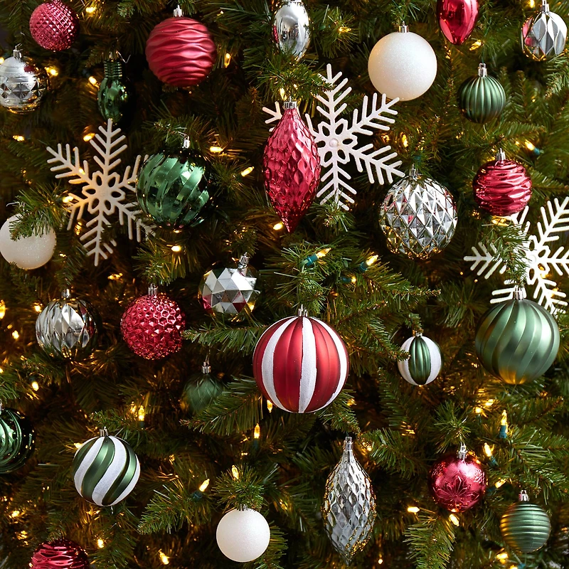 100ct. Holiday Deluxe Shatterproof Christmas Tree Ornament Box Set