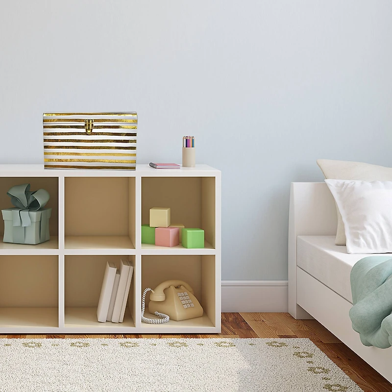 White & Gold Stripes Decorative Trunk by Ashland