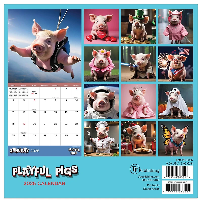2026 Playful Pigs Mini Calendar