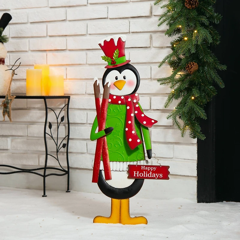 Glitzhome® 3.5ft. Metal Penguin Yard Stake